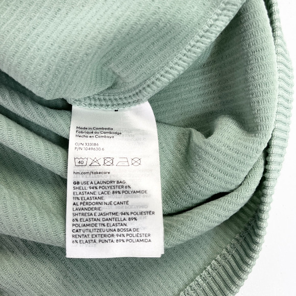 H&M Divided‎ Womens Babydoll Slip Dress S Ribbed Lace Trim Y2K Noughties Revival - Picture 6 of 6